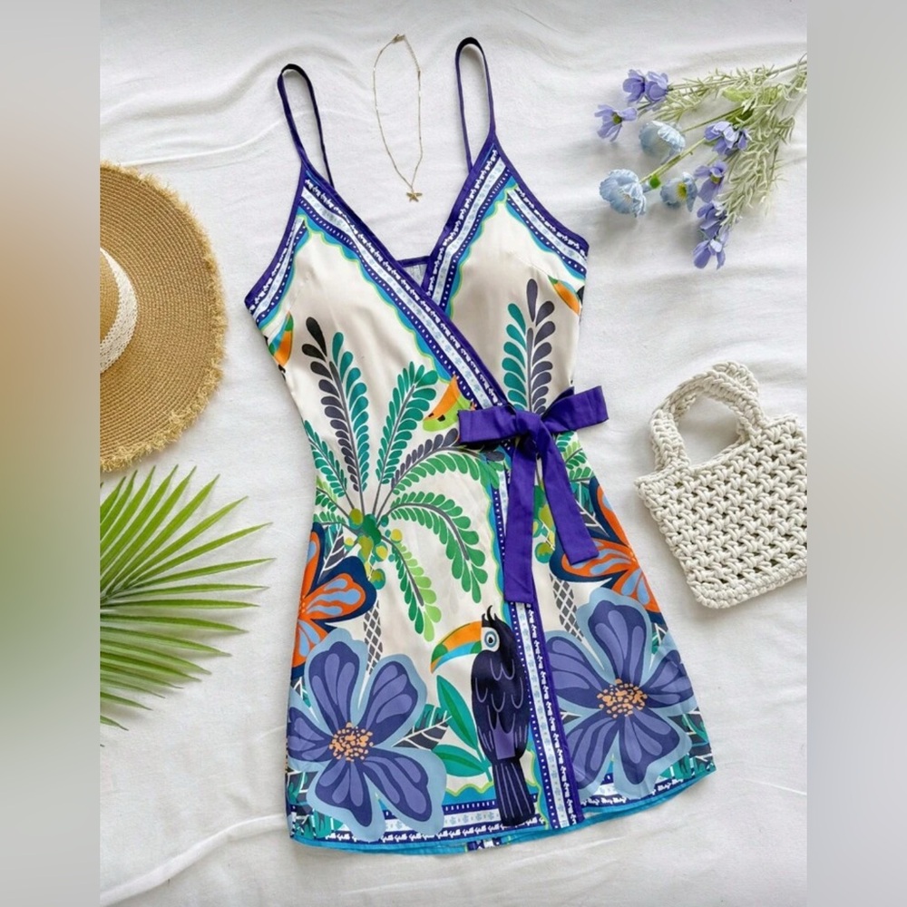 NEW Tropical Floral Wrap Dress